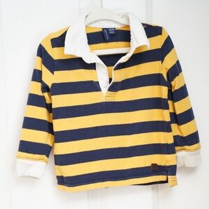 Janie and Jack Navy and Yellow Striped Button Down Shirt